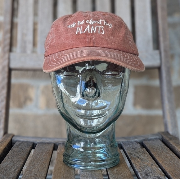 NWOT Primitives By Kathy Ask Me About My Plants Dad Hat Ball Cap Terracotta - Picture 1 of 7